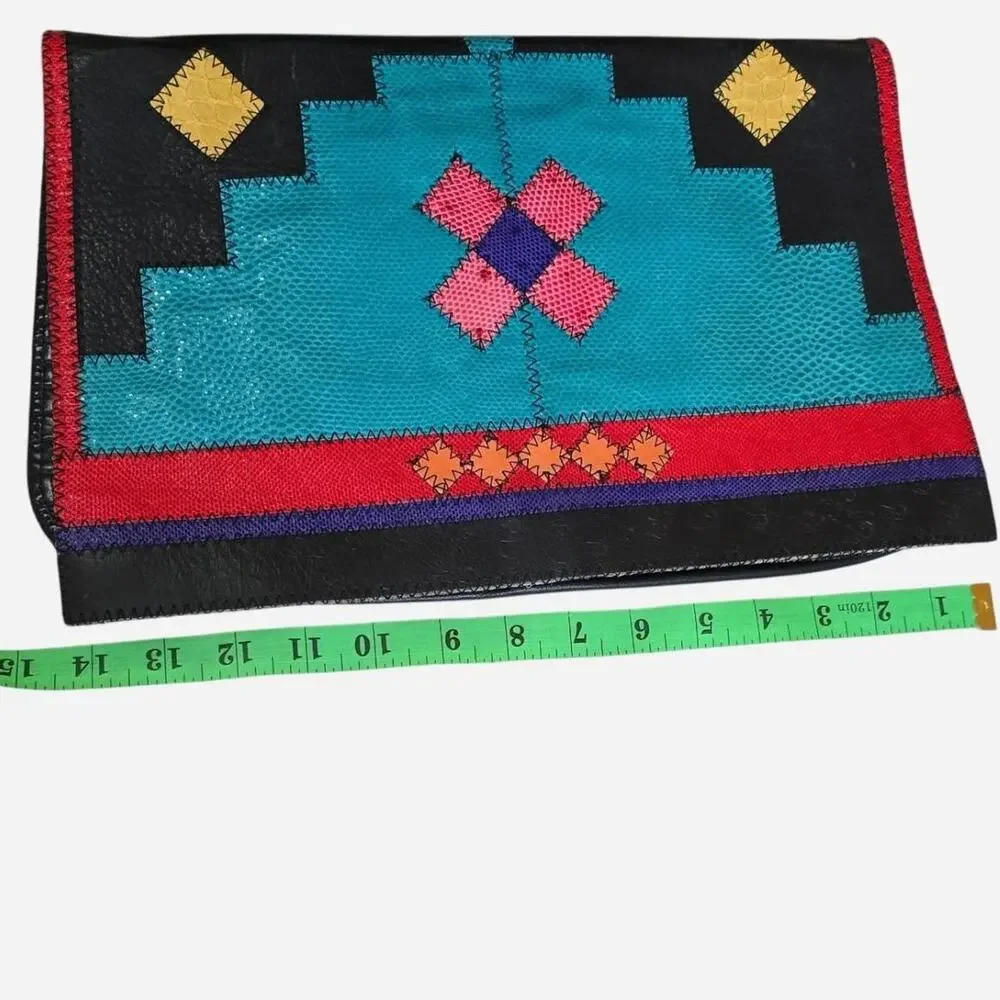 Rare 80s Furst & Mooney Exotic Patchwork Envelope Clutch